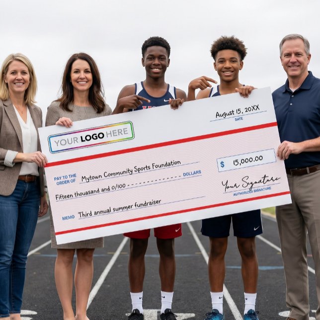 Poster Oversized Fundraiser Check with Business Logo (Criador carregado)