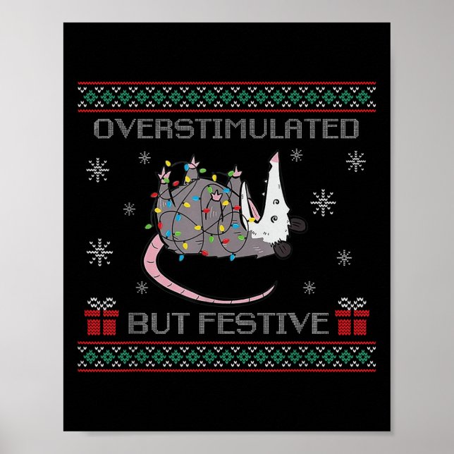 Poster Overstimulated But Festive Ossum Ugly Sweater Chri (Frente)