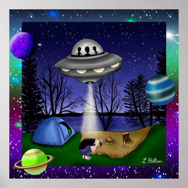 Poster OVNI Alienígena de sequestro extraterrestre com pl (Frente)