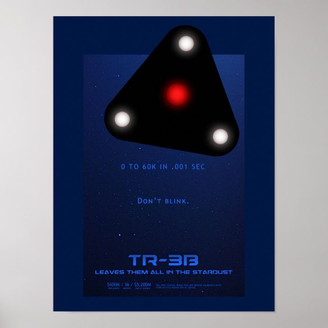 Póster OVNI do triângulo preto TR-3B (Frente)