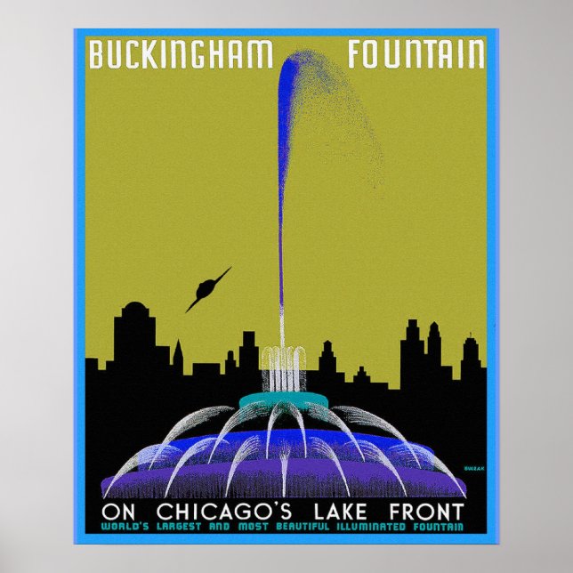 Poster OVNI sobre Chicago - Buckingham Fountain (Frente)
