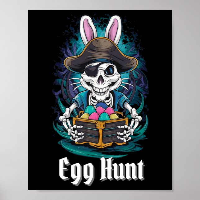 Poster Ovo Caça Skeleton Coelho Pirata Páscoa (Frente)