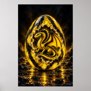 Poster Ovo de Dragão Amarelo Elétrico