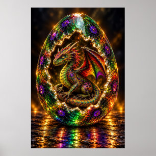 Poster Ovo de Dragão Revestido de Joias