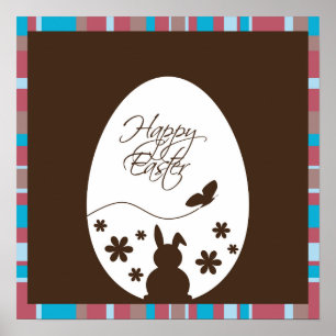 Poster Ovo de felz pascoa moderno castanho chocolate