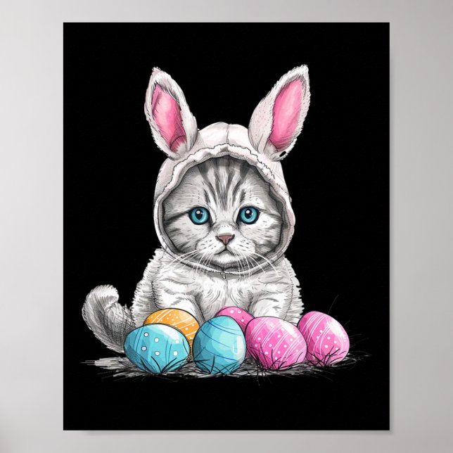 Poster Ovo de Páscoa de Gato de Páscoa do Dia da páscoa (Frente)