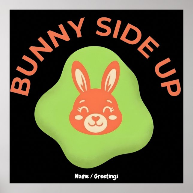 Poster Ovo de Páscoa Retro Bunny Side Up Design Gráfico (Frente)
