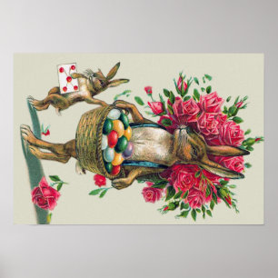 Poster Ovo de Rosa de Pai para Criança de Coelho de Pásco