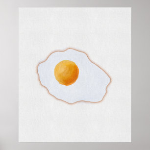 Poster Ovo Frito Estilo Aquarela Minimalista Arte Prin