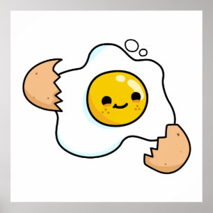 Poster Ovo Quebrado De Kawaii Cute