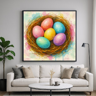 Poster Ovos Coloridos - Estilo de Pintura de Cores d'Água