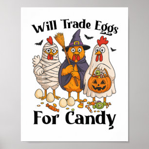 Poster Ovos Comerciais De Frango Dia de as Bruxas engraça