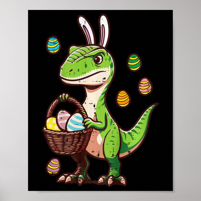 Poster Ovos de Caça de Dinossauro de Páscoa para Crianças (Frente)