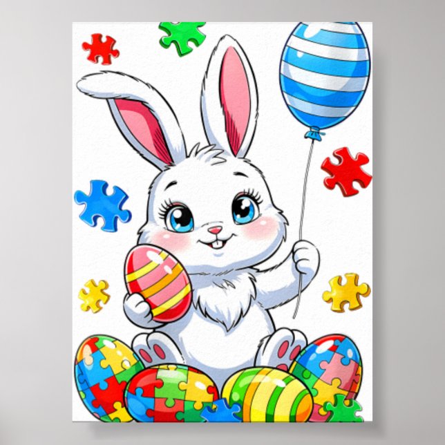 Poster Ovos de Coelho Autismo Conscientização Páscoa Da (Frente)