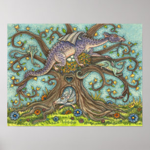 POSTER OVOS DE DRAGÃO, LAIR MEDIEVAL, ARTE FOLK FANTASY