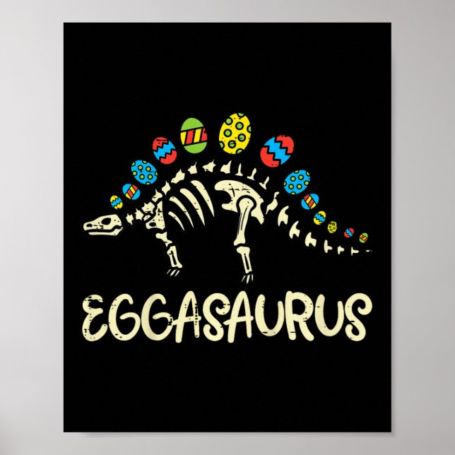 Poster Ovos de Eggasaurus da Páscoa Stegosaurus Dinossaur (Frente)