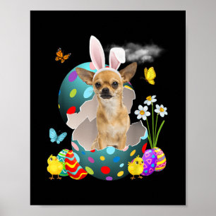 Poster Ovos de Páscoa Chihuahua Cachorro Coelho Dói Pai C