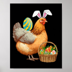Poster Ovos De Páscoa Frango Fofo E Orelhas De Coelho Dia