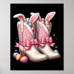 Poster Ovos de Páscoa Groovy Fofos Botas Western Cowboy E