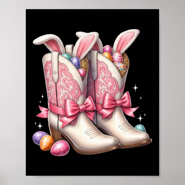 Poster Ovos de Páscoa Groovy Fofos Botas Western Cowboy E (Frente)