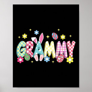 Poster Ovos de Páscoa Groovy Grammy Flor Bunny Ear Páscoa