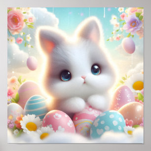 Poster Ovos de Páscoa Kawaii de Pastel Doce
