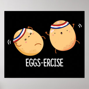 Poster Ovos Exercem Funny Aerobic Ovos Arrebatados Escuro
