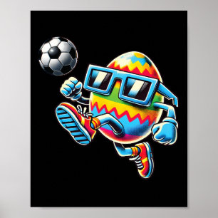 Poster Ovos Felizes de Páscoa Jogando Futebol Amantes Men
