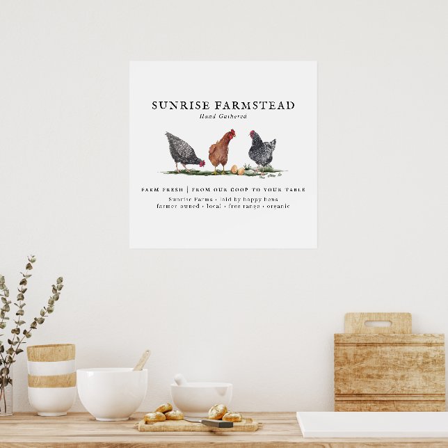 Poster Ovos Frescos da Fazenda | Monograma Fofo (Cozinha)