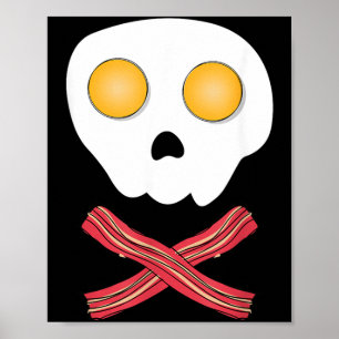 Poster Ovos Fritos Bacon Crânio Café da Manhã Brunch Comi
