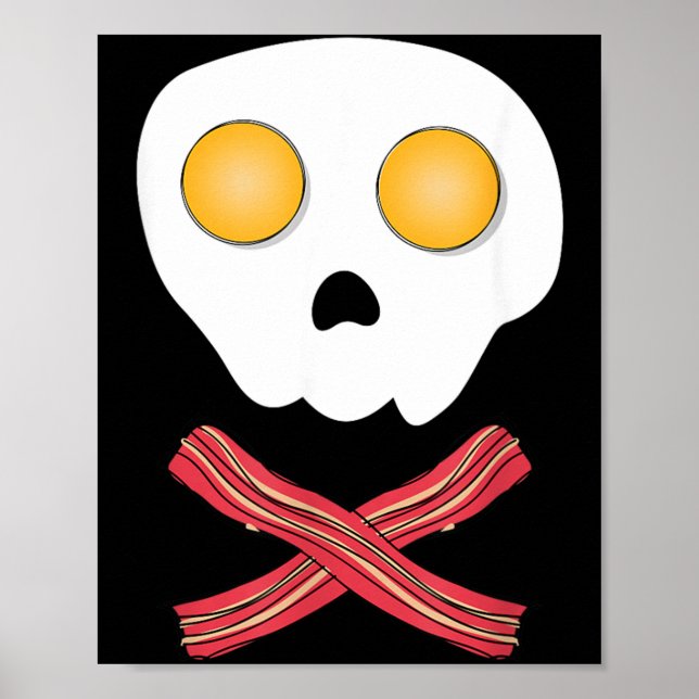 Poster Ovos Fritos Bacon Crânio Café da Manhã Brunch Comi (Frente)