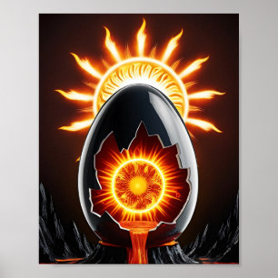 Poster Óvulo negro com sol