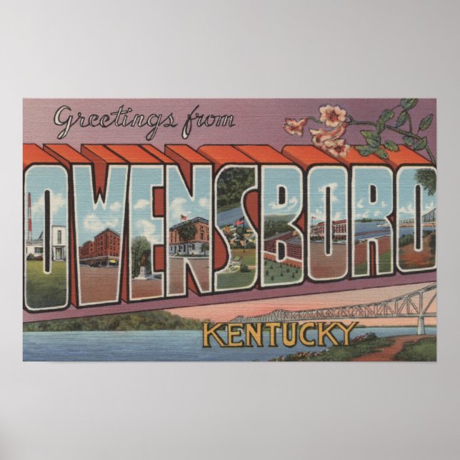 Póster Owensboro, Kentucky - Cenas com Letras Grandes (Frente)