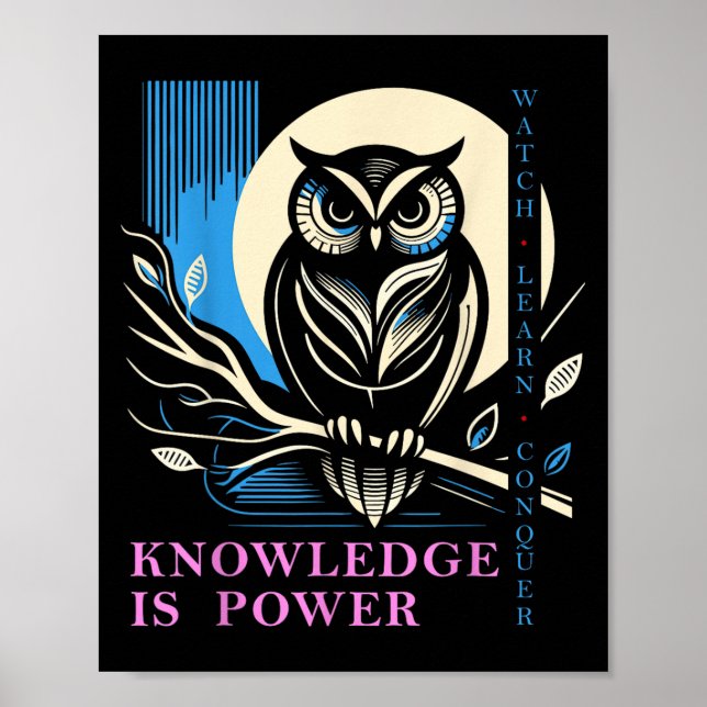 Poster Owl - Knowledge Is Wer - Wisdom Owl Design  (Frente)