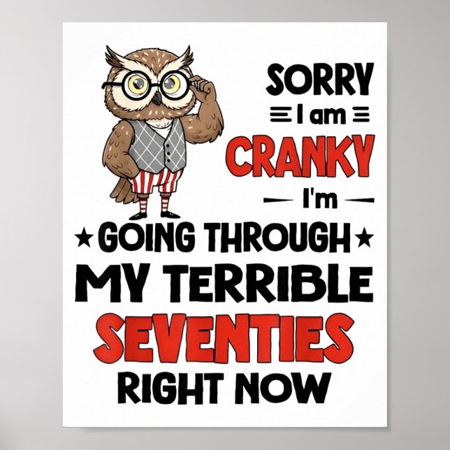 Poster Owl Sorry I'm Cranky I'm Going Through My Terrible (Frente)