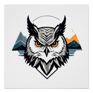 Póster Owl Vetor Art Animal Modern Urban City Graphic