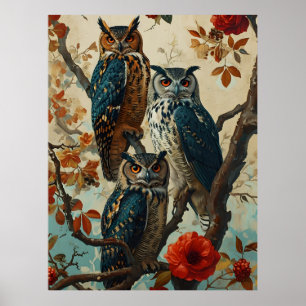 Poster Owls Vintage