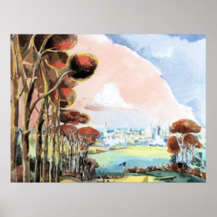 Poster Oxford during the Ward, pintura de Paul Nash