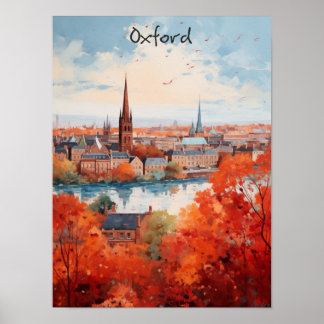 Poster Oxford England Travel City Painting Aesthetic