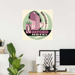 Poster Oxford Hotel, Montevideo, Uruguai, Viagens vintage