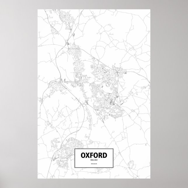 Póster Oxford, Inglaterra (preto em branco) (Frente)