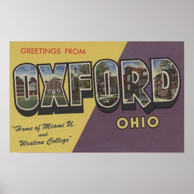 Poster Oxford, Ohio - Miami U & Western College (Frente)