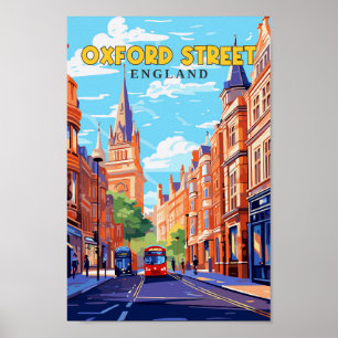 Poster Oxford Street England Viagem Art Vintage