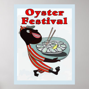 Poster Oyster Festival, garçom vintage