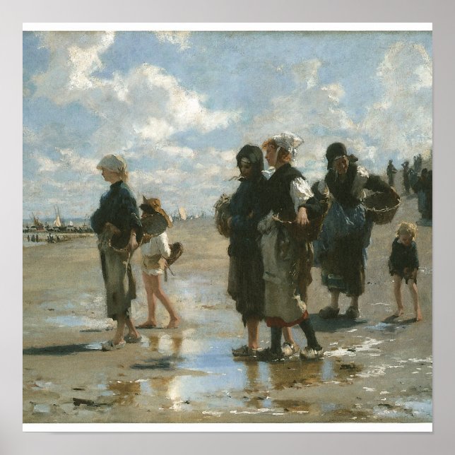 Póster Oyster Gatherers em Cancale, John Singer Sargent (Frente)