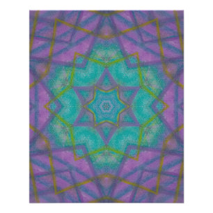 Póster P36C Colorido Abstrato Estrela Mandala Único