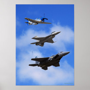Póster P51 F16 F15 na formação