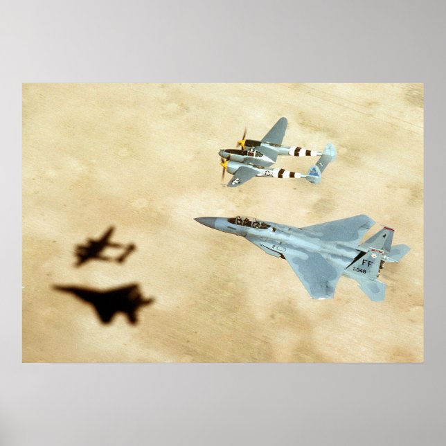 Poster P-38 Relâmpago e F-15 Águia (Frente)