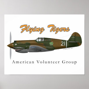 Póster P-40B_AVG "Tigres Voadores"