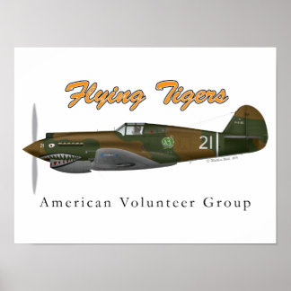 Póster P-40B_AVG "Tigres Voadores"